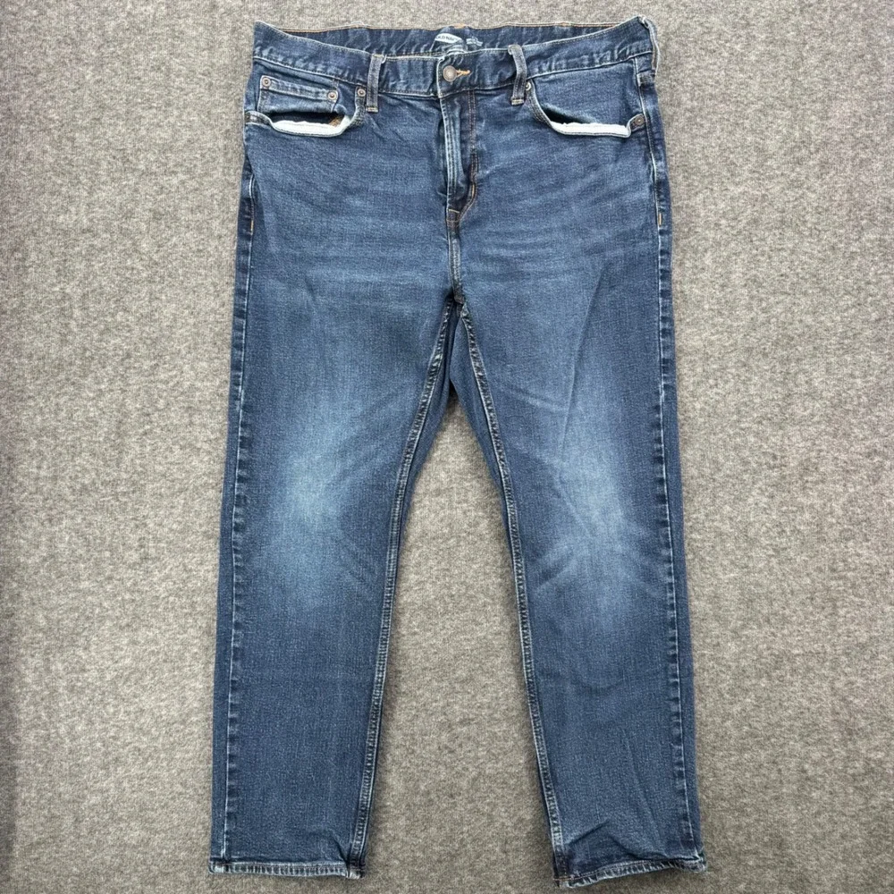 Old Navy Mens Slim Built-In Flex Jeans 38 Relaxed Dark Wash Denim Blue Pants